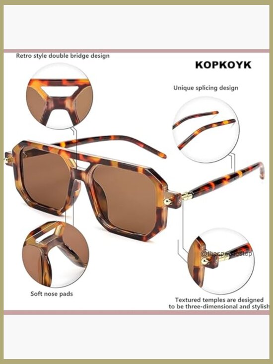 Retro Aviator Sunglasses Plastic Frame UV400 Protection Unisex main image 6